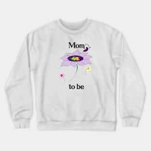 Mom To Be_Purple Flower Crewneck Sweatshirt